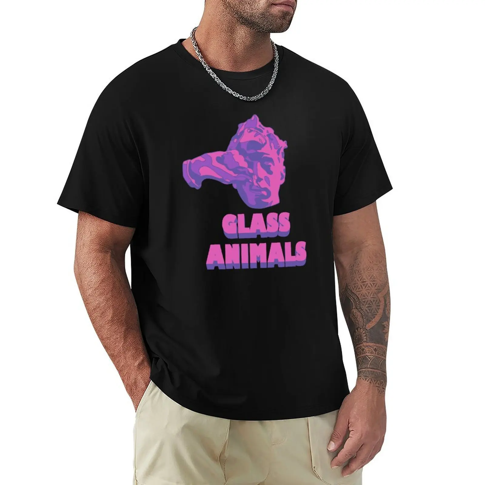 Glass Animals Purple Touch (Head and Logo) T-Shirt Breathable Gym Short Sleeve T-Shirt