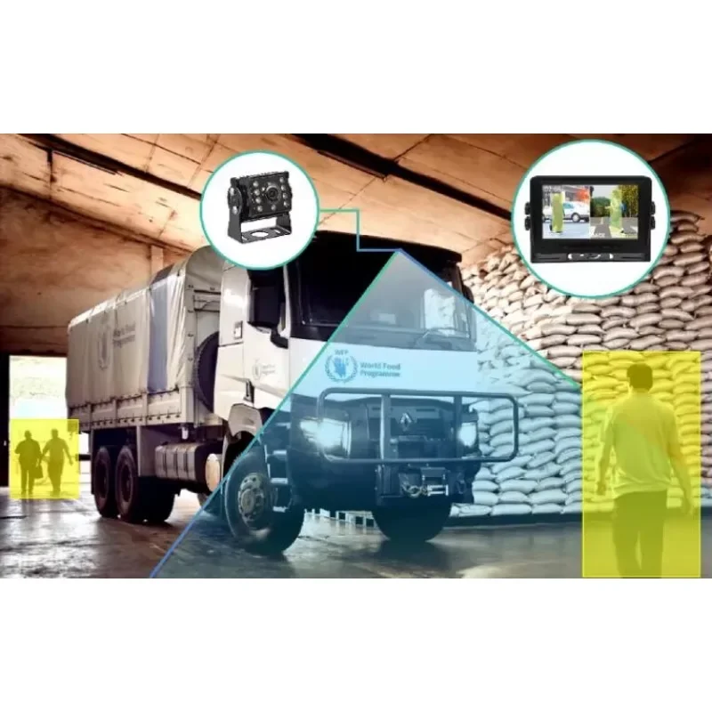 Bus 7 Inch Truck DVR Camera System Pedestrian Vehicle Blind Spot Detector Safety System Truck BSD AI Camera