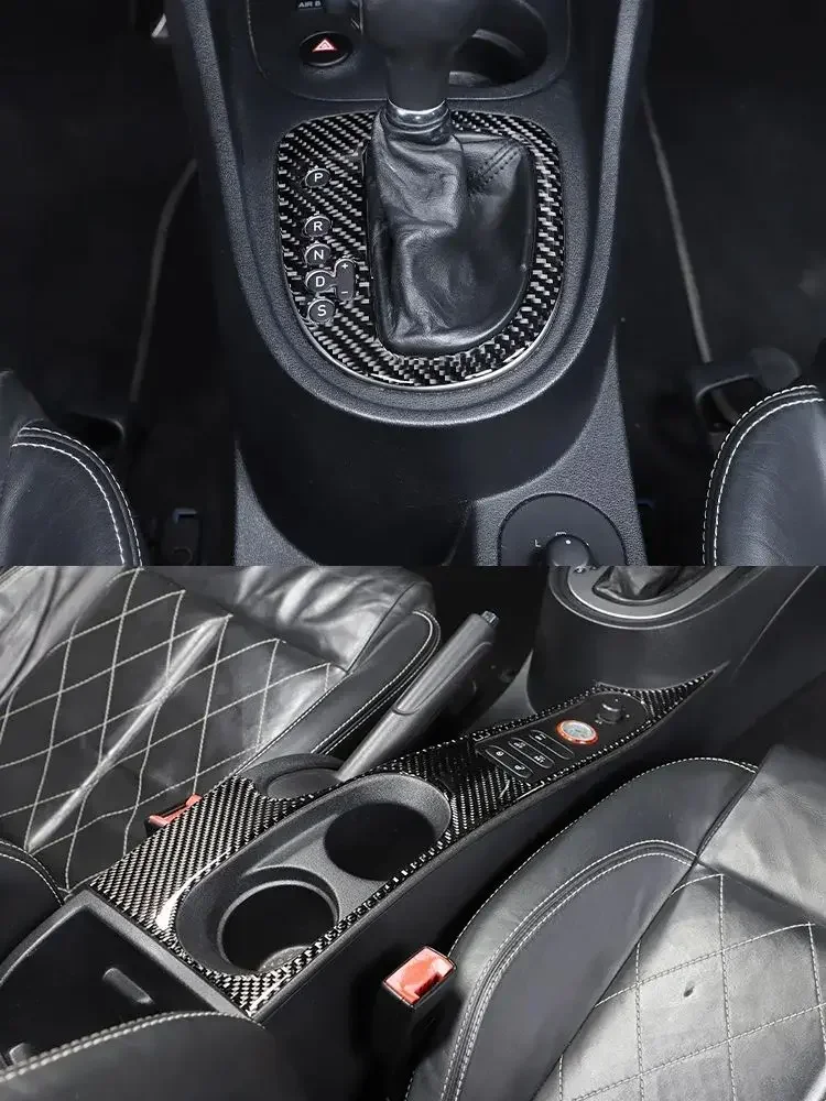 Miękkie włókno węglowe dla Seat Leon 2008-2012 zestaw wnętrza deska rozdzielcza samochodu konsola zmiany biegów dekoracja panelu pokrywa wykończenia naklejki — zdjęcie 2