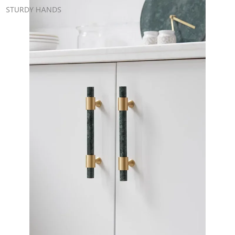 1PCS marble brass long handle modern minimalist drawer, shoe cabinet, American style wardrobe  Furniture Handle & Knob