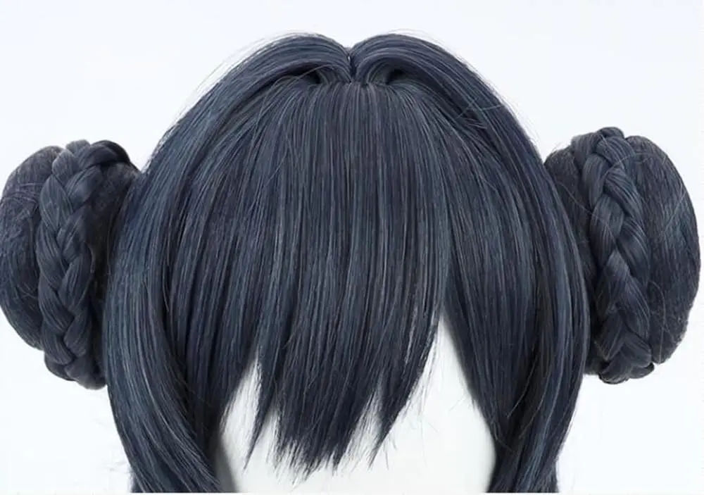 شعر مستعار طويل بطول 32 بوصة، لعبة أرشيف زرقاء، أغطية رأس كيساكي، نمط منفصل، ضفائر مزدوجة لحفلات الهالوين، زي مقترن للاستخدام للفتيات