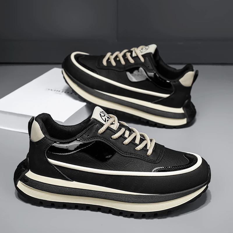 

PARZIVAL Men's Casual Sneakers Fashion Outdoor Sports Shoes Breathable Leather Running Tenis Trainer Comfortable Shoes