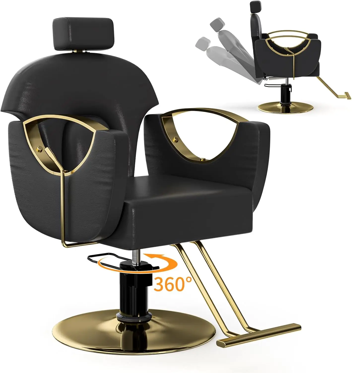 

Barber Chair Reclining Salon Chair for Hair Stylist，360° Swivel Hair Salon Chair，Professional Hydraulic Height Adjustable Hair (