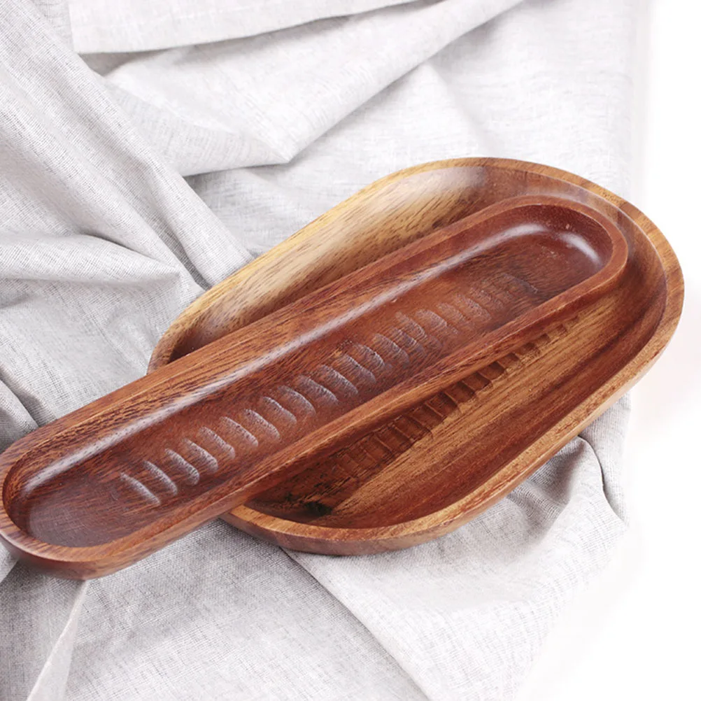 

Long Wooden Tray Natural Creative Serving Plate For Dessert Fruit Salad Snack Sauce Dish Wedding Party Event Use Kitchen Barware