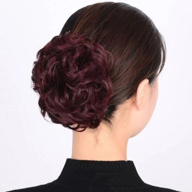 Syntetyczny kok z włosów Chignon kręcone chwytanie klip szpilka elastyczne Scrunchy sztuczne włosy dla kobiet spinki do włosów