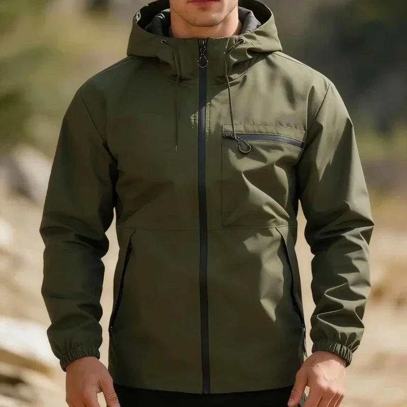 Man's Lightweight Waterproof Jackets Autumn Winter Windbreaker with Hooded Easy to Clean Durable Dirt Resistant Casual Outerwear