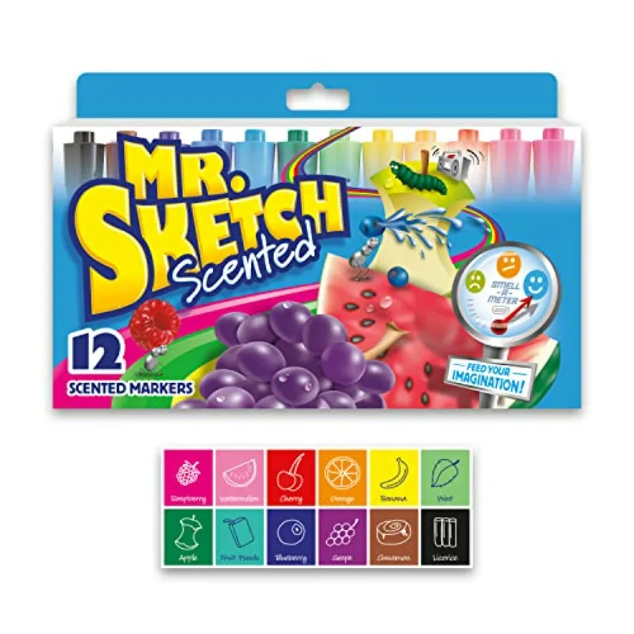 

Scented Markers, Chisel Tip, Assorted Colors, 12 Count - Fun for,Coloring, Spark Creativity, Arts and Crafts