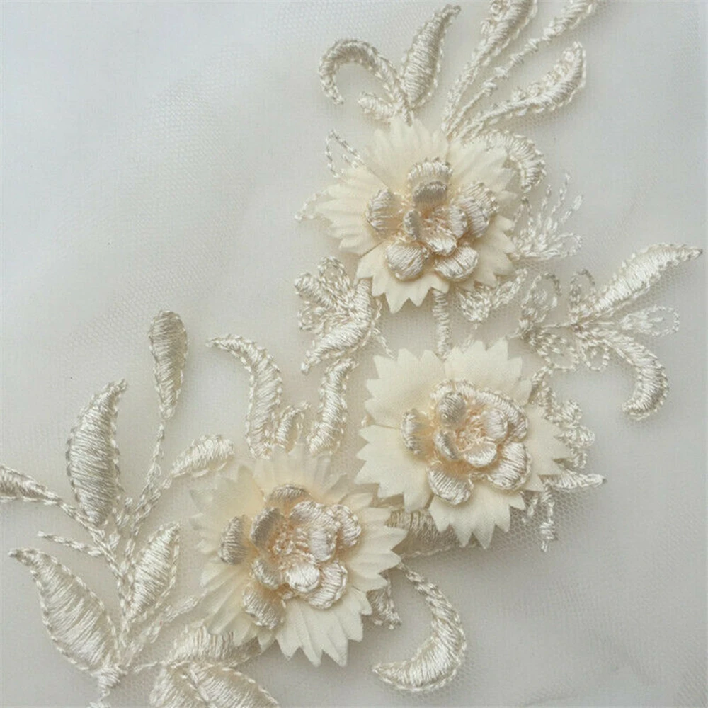 اليدوية 1 قطعة ملابس اللؤلؤ مطرز الملابس الخياطة تول النسيج الاكسسوارات الدانتيل زين التطريز فستان الزفاف ديكور #4