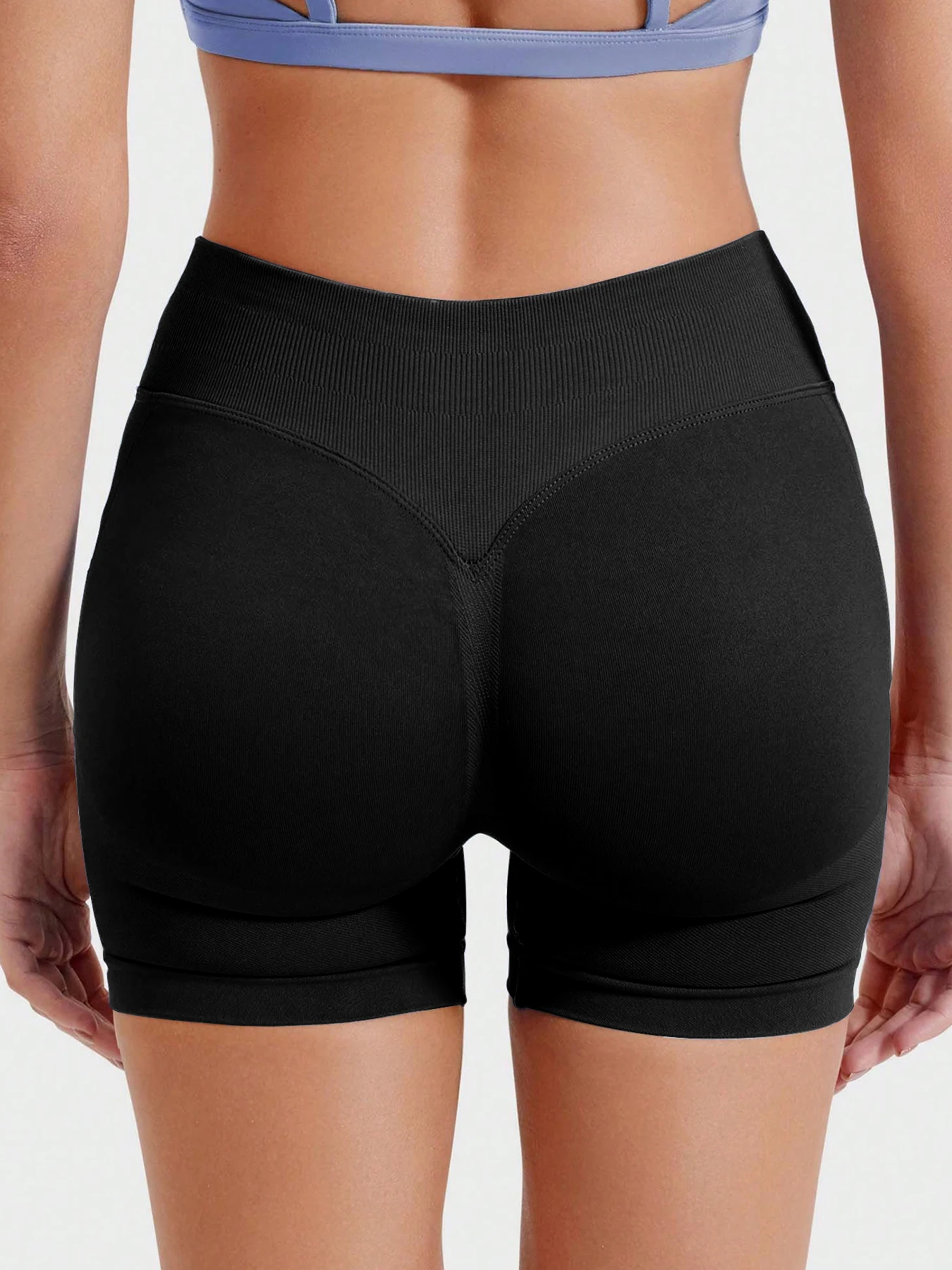 High stretch hip lifting fitness yoga shorts with peach hips and no awkward lines, Pilates medium intensity training shorts image 5