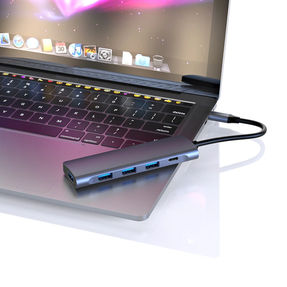 

5-in-1 USB Chub Type- with PD Charging Port USB3.0 Multi-function Hub Mutiport Adapter for Laptop Computer