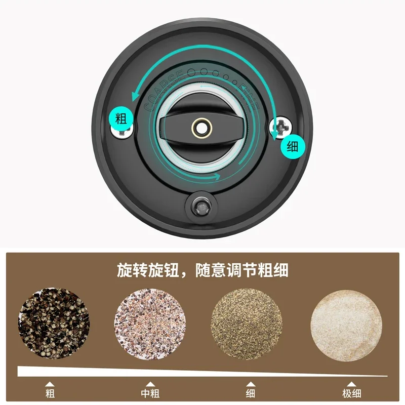 70Ml Light Emitting Diode Battery Power Supply Patented Light Guide Column Salt and Pepper Grinder Kitchen Tool Grinder