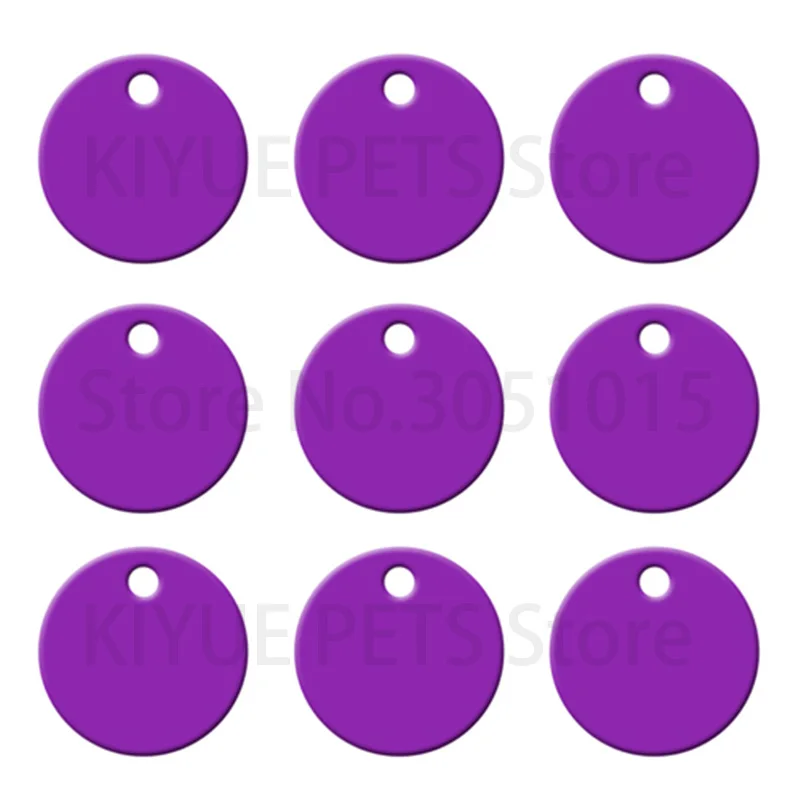 KIYUE Großhandel 100 stücke Runde Aluminium Hund ID Tag Benutzerdefinierte Katze Hunde Name Haustier ID Tags Platte Tags Runde Für Haustiere hund Halskette Anhänger 10