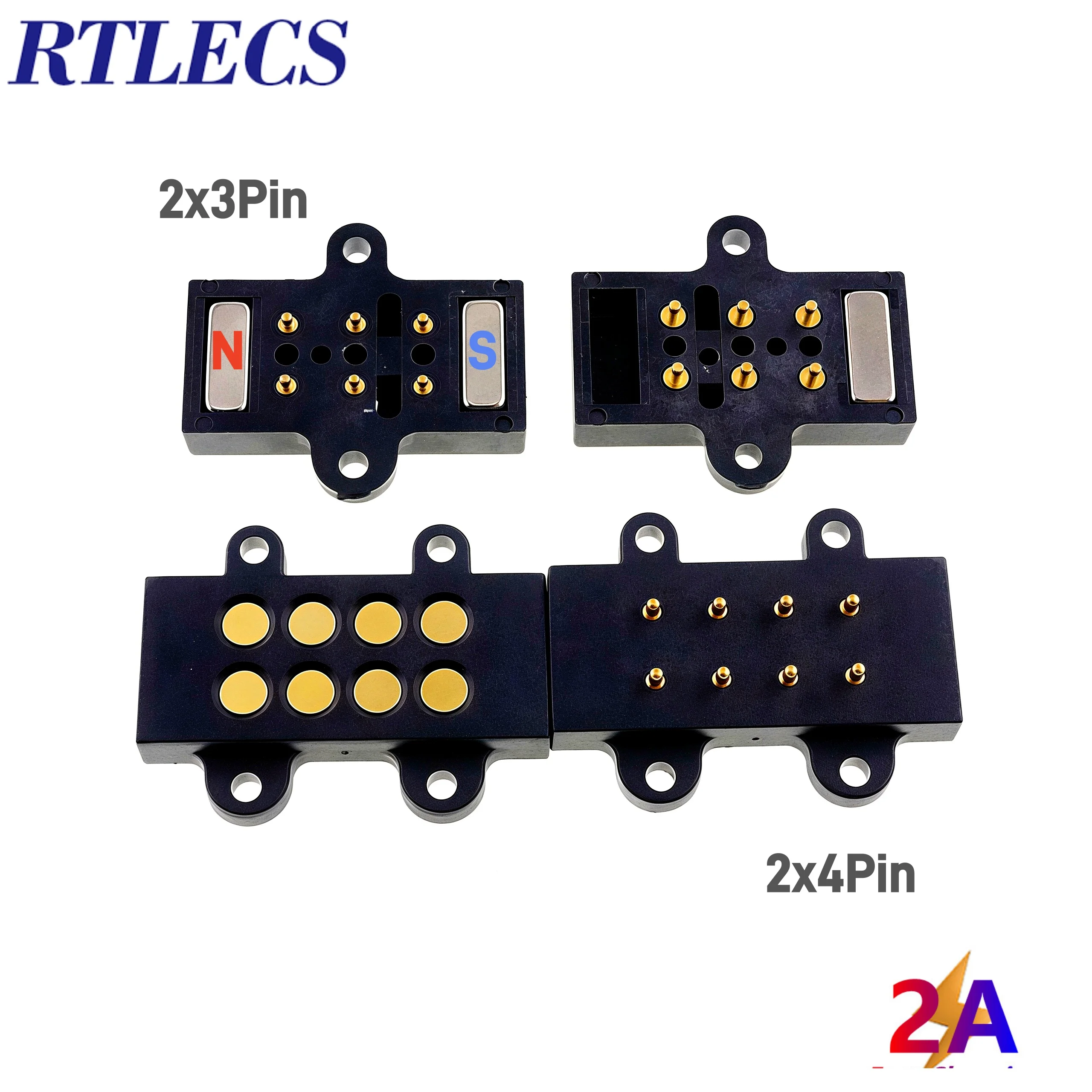 1/3/5 Set Magnetic Pogo Pin Connector Male Female 2x3 Position 6 Poles Grid 6.0MM Pitch 8P Panel Mount Door Lock