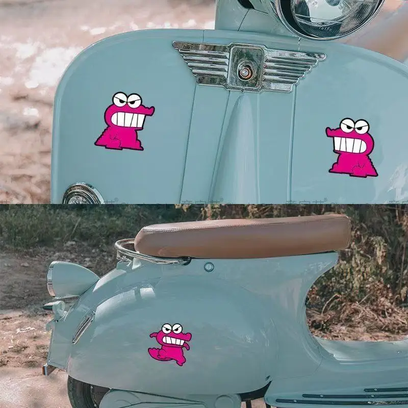 Personalized Car Stickers Angry Little Dinosaur Electric Scooter Decals Pink Cartoon Dragon Crayon Shin‑chan Creative Stickers view 3