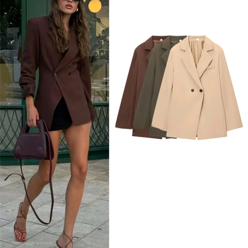 

Новая зимняя женская приталенная куртка-пиджак с длинными рукавами, отложным воротником, двубортная, с зауженной талией, для офиса, из полиэстера