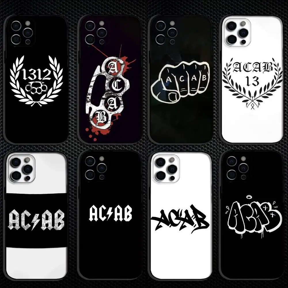 

Acab Ultras Logo Phone Case For iPhone 16,15,14,13,12,11 Plus,Pro Max, Soft Silicone Black Cover