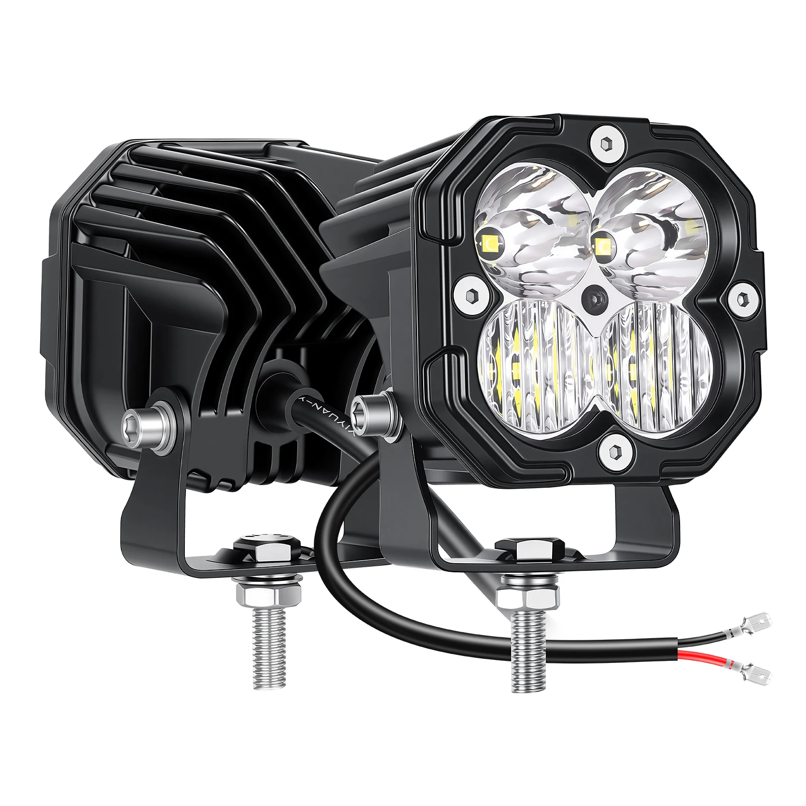 1 x 3'' 30W Bernstein/Gelb/Weiß 3-Farben-Würfel-LED-Pod-Licht, Spot- und Flutlicht-Kombinationsstrahl Offroad-Fahrlampe für UTV SUV Motorrad – Detail 11