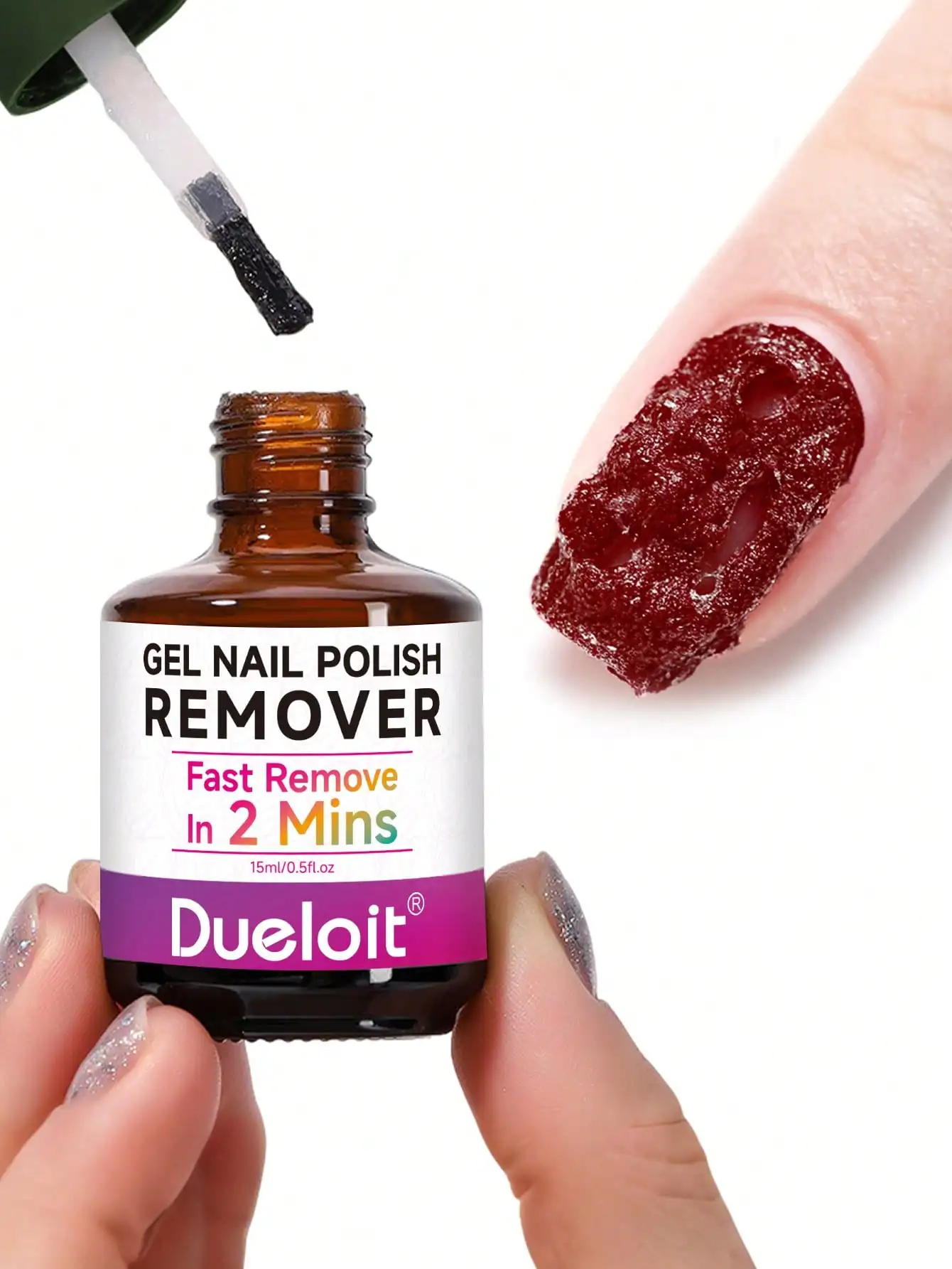 

15ml Gel Nail Polish Remover, Soak-Off Type, Removes Polish in 2-5 Minutes. Quick & Easy, No Soaking or Wrapping. Professional, Non-Irritating. 1 Pack.