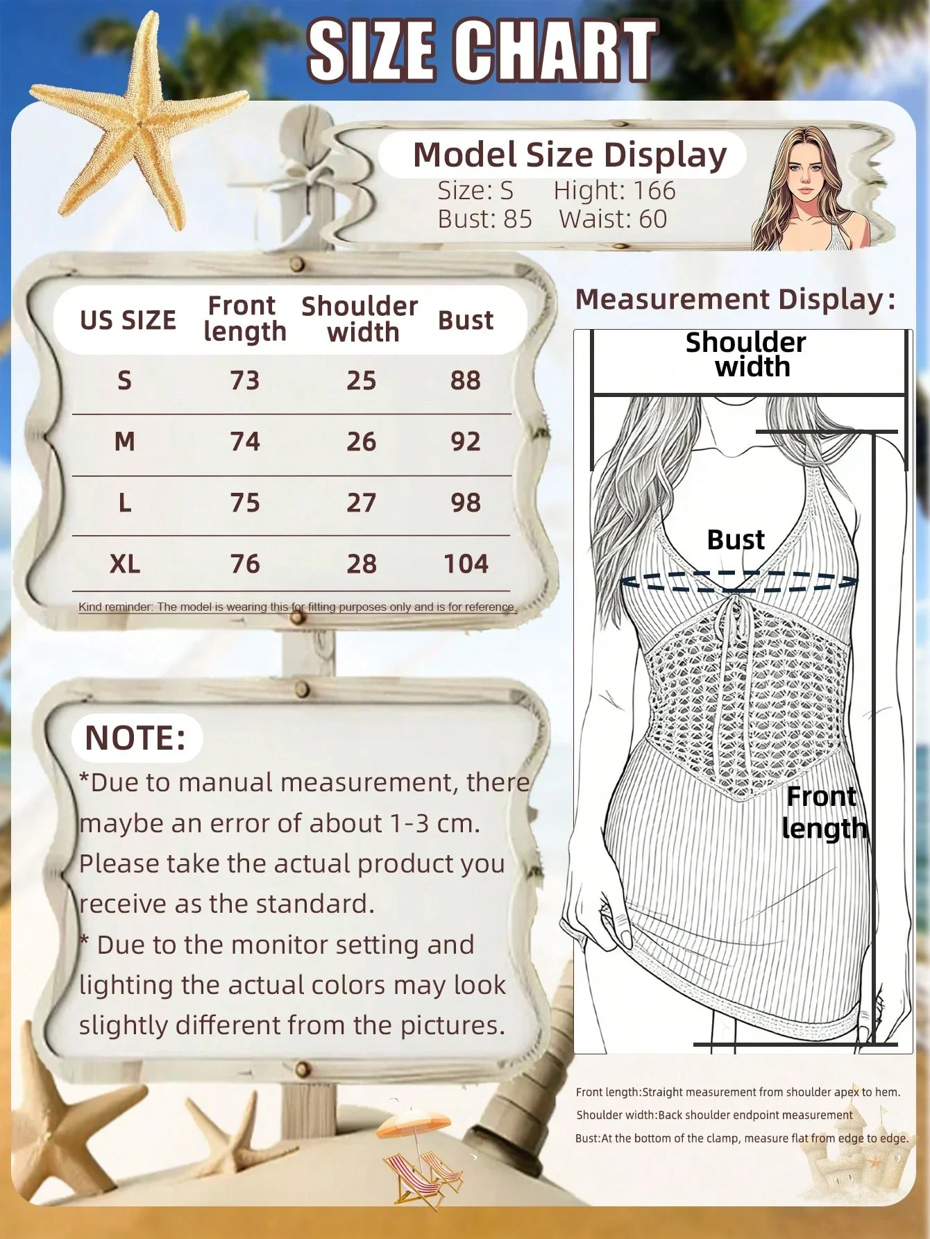 

Womens Knitted Backless Halter Dress With Hollow Detail, Tie Waist Beach Cover Up For Summer Vacation And Cruise