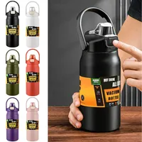 Flask Cold Hot Sports Water Bottle With Straw Outdoor Thermos Portable 304 Stainless Steel Thermal Mug 800/1500ml Tumbler Vacuum