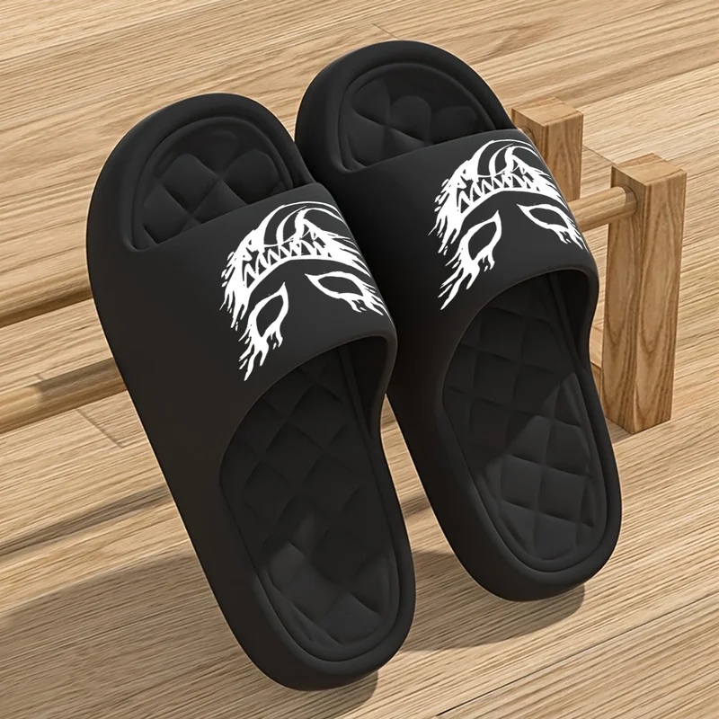 Fashion Unisex Slide Sandals Spring Summer Couples Slippers Face Print Lightweight Thick Sole Daily Comfort