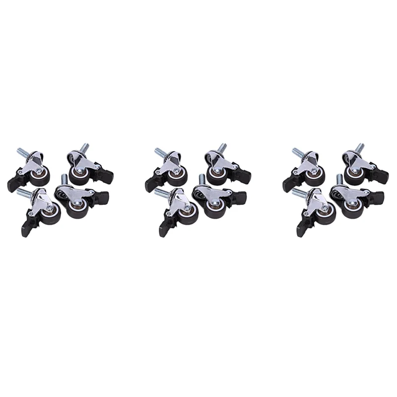 

ABMH-12Pcs Mini Small Casters 1 Inch M8x15mm Tpe Silent Wheels With Brake Universal Casters Wheel