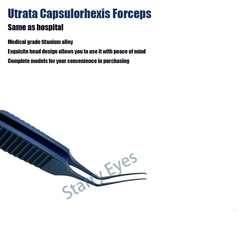 Titanium Utrata Capsulorhexis Forceps MICS Curved Shafts Ophthalmic Surgical Instruments