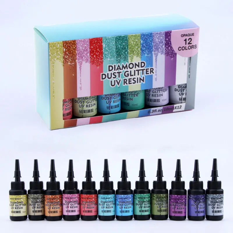 6/12/24colors UV Resin Glue Kits Diamond Flash UV Glue Ultraviolet Curing DIY Pearlescent Jewelry Making Supplie Quick-Drying