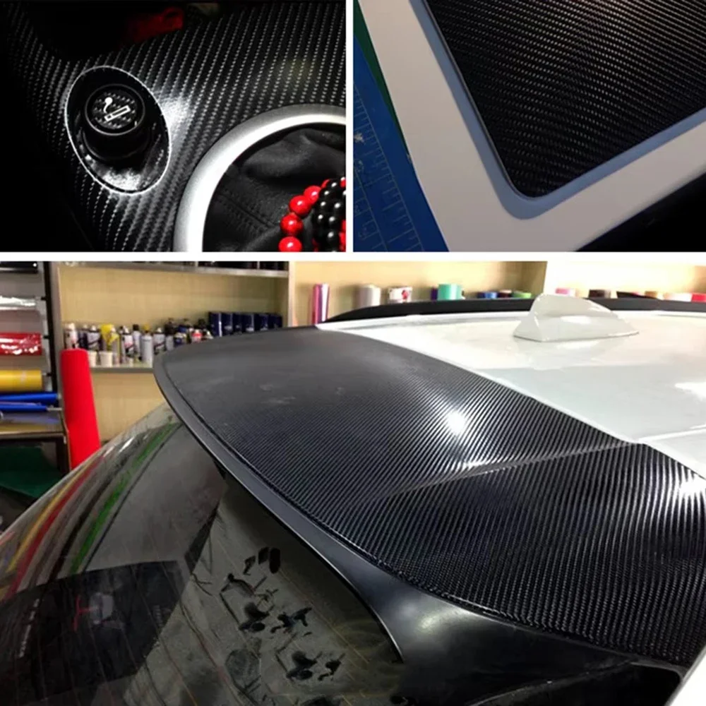 4D Carbon Fiber Black Car Vinyl Wrap Decal Vehicle Modify Interior Film Motorcycle Body Exterior Sticker Waterproof Decor Parts
