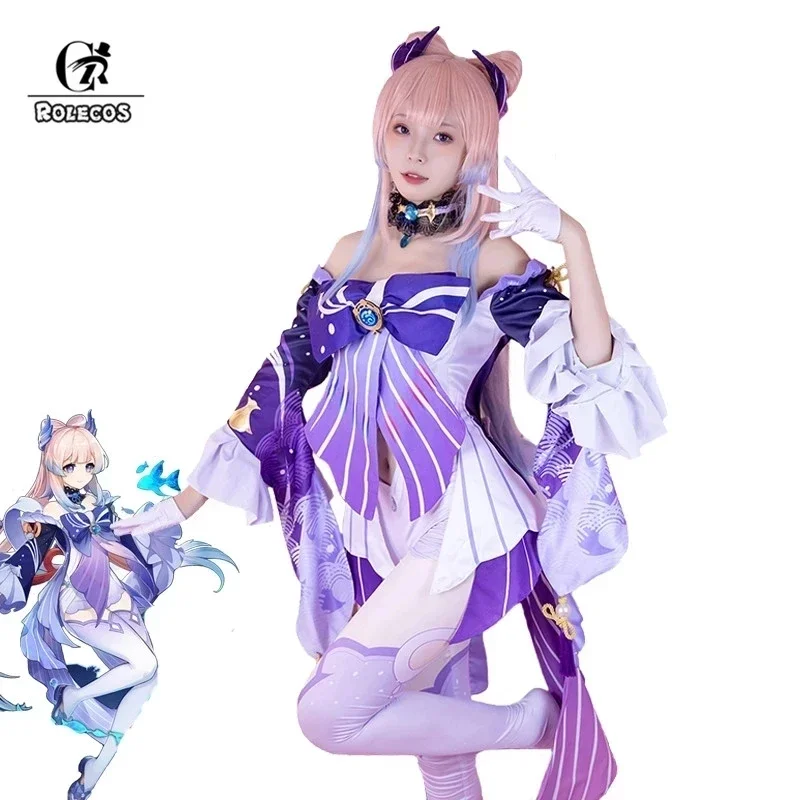 

FC6ROLECOS Genshin Impact Kokomi Cosplay Costume Sangonomiya Kokomi Cosplay Costume Women Dress Halloween Full Set with Hea@FC8！