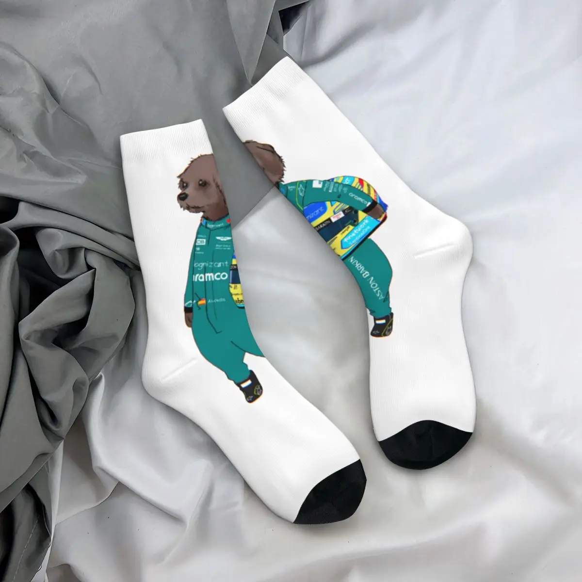 Calcetines antideslizantes para parejas, medias de perro, patrón divertido, medio, suave, deportes al aire libre, unisex