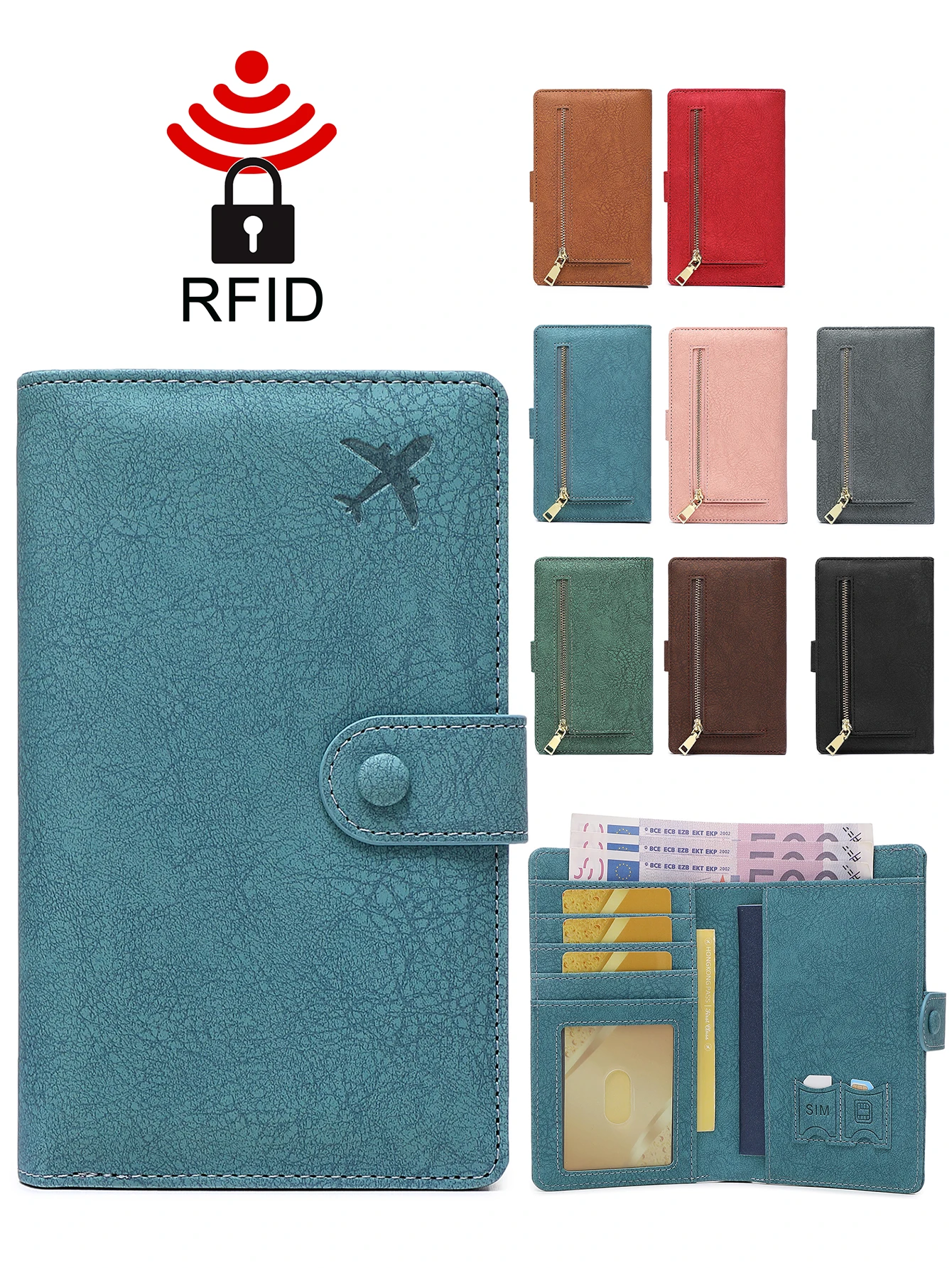 

MIYIN Multifunctional Travel Passport Storage Bag Portable RFID Blocking Passport Holder Wallet for Travel Accessories Women/Men