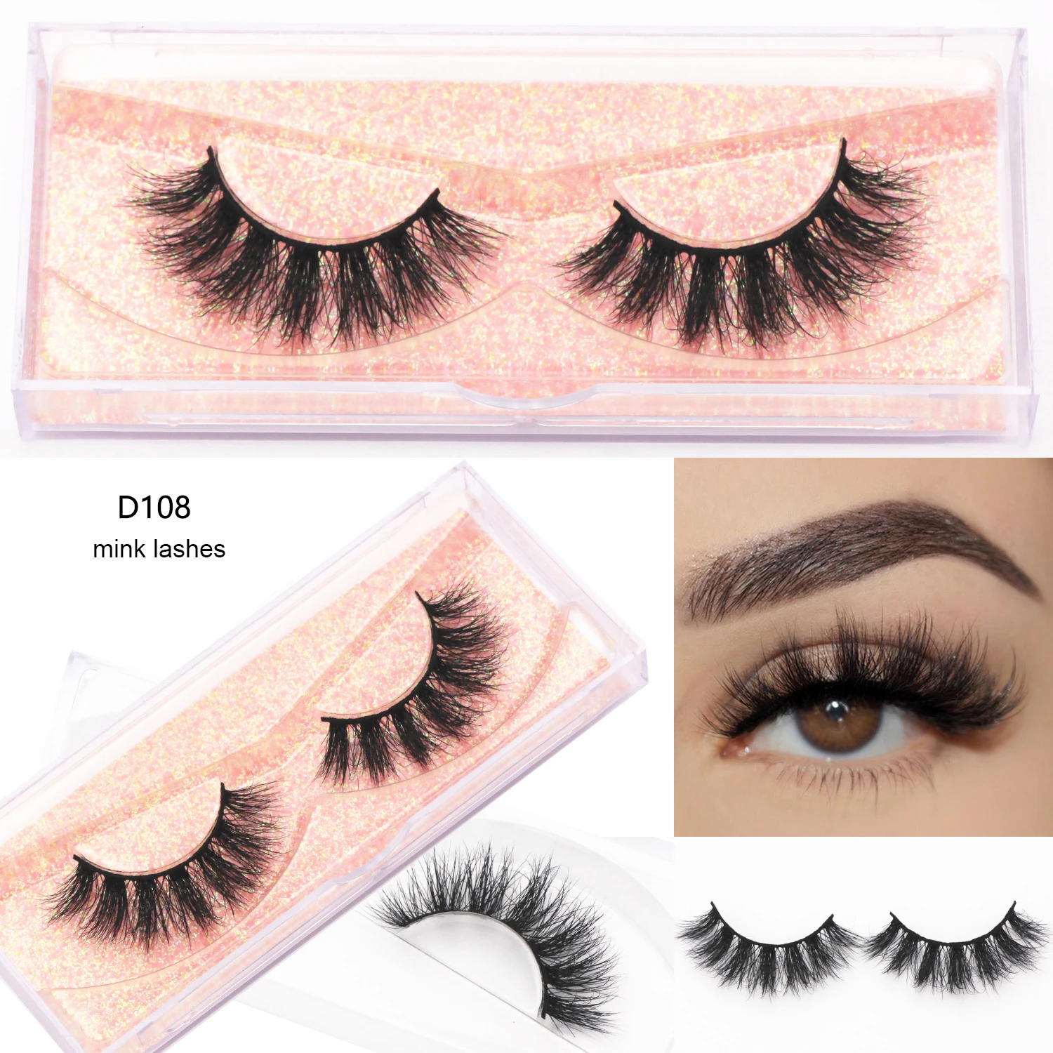 EllLBAICHA-Faux-cils 3D en Vison D108, Extension de Cils Longs, Dramatique, Optique, Maquillage