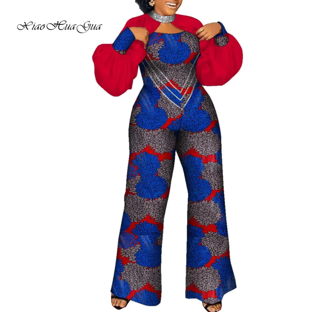 Dashiki africano para mujer, mono de manga larga, pantalones de pierna ancha, ropa de fiesta y boda, Wy9893
