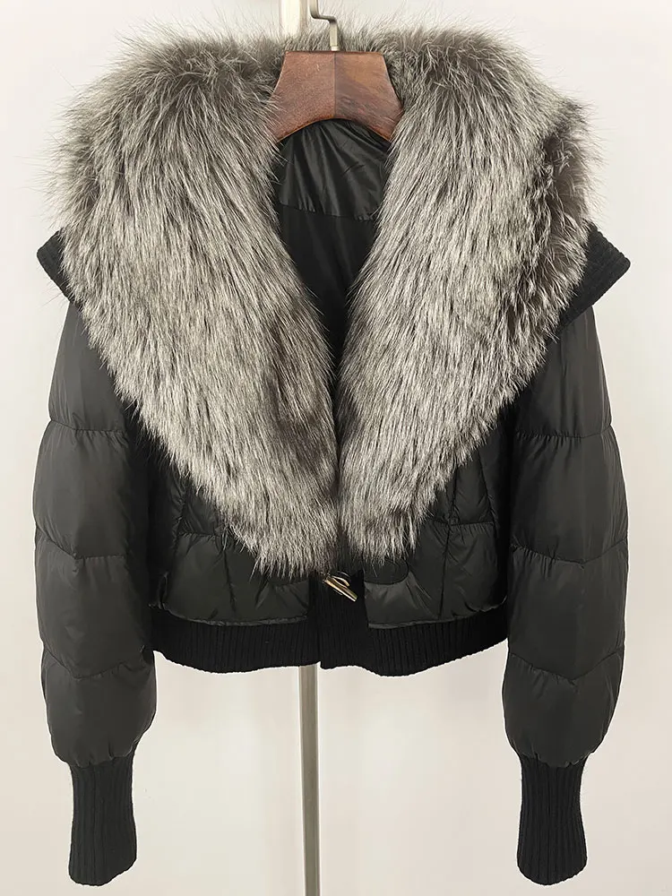 2025 Nuovo abbigliamento invernale Piumino d'anatra bianco Moda donna Calda piumino corto LadyNatural Giacca in pelliccia di volpe femminile