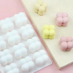 12 Cavity Small Cube Candle Mold Mousse Cake Mold 3D Baking Silicone Cake Mold DIY Handmade Soap Candle Making Craft Supplies