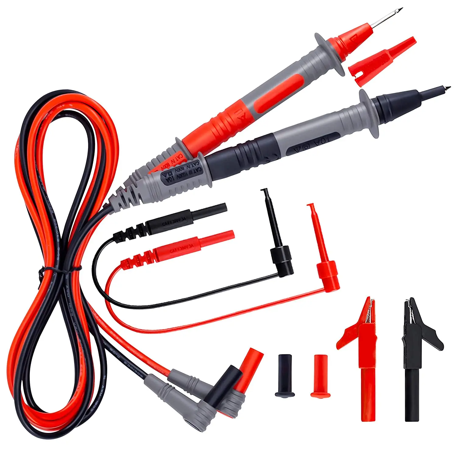 Universal Multimeter Probe Needle 10A  Frostproof Test Lead Safety Silicone Wire Meter Accessories with Crocodile Clips