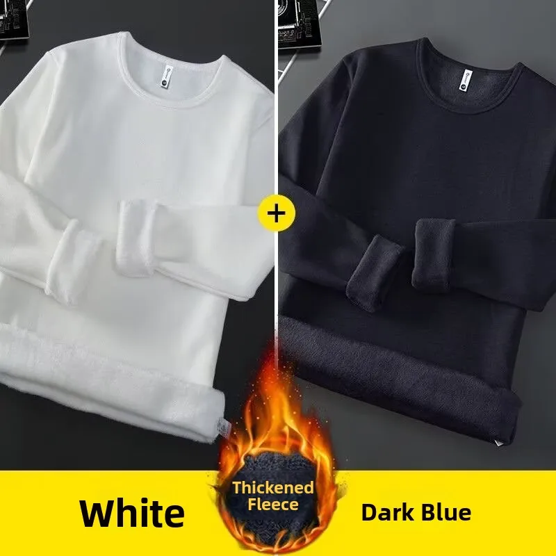 Thickened Fleece Long Sleeve Women's T-shirt Winter Warm Underwear Non-flip Fleece Base Shirt Slim Fit Commute Style Pure Color