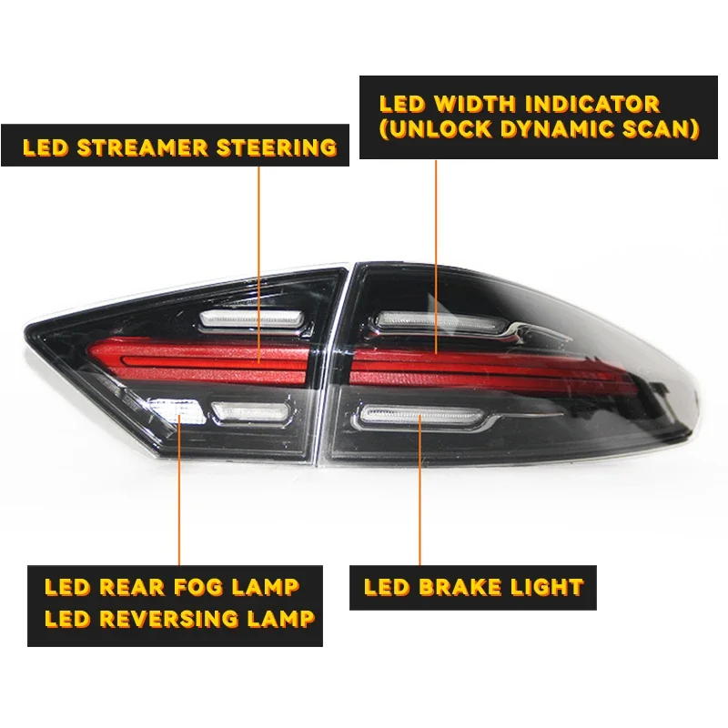 LED Rear Running Light + Brake Lamp + Reverse + Dynamic Turn Signal Car LED Tail Light Taillight For Ford Mondeo MK5 2013 - 2016