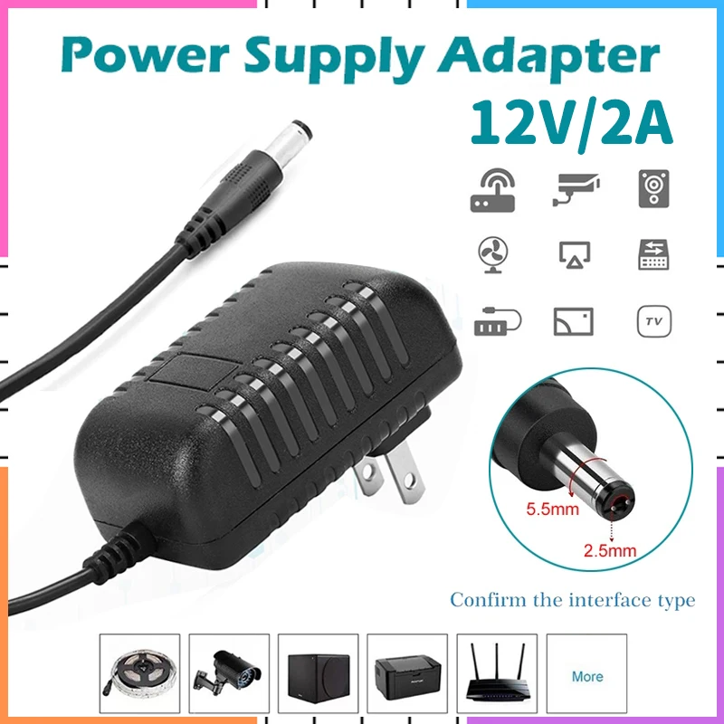 12V AC DC Power Supply Adapter 100-240V for CCTV Security TV Wi-Fi Routers DVRs US/UK/EU Plug Charger Adapter