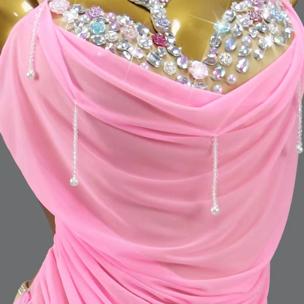 2025 New Latin Dance Dress Sexy Stage Costume Women Prom Evening Competition Skirt Line Suit Prom Ball Sports Clothes Customized