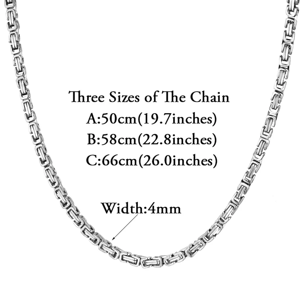 Punk Byzantine Chain Necklace Wholesale 4mm Silver Color Stainless Steel Box Chains For Women Men Fashion Vintage Jewelry Gift