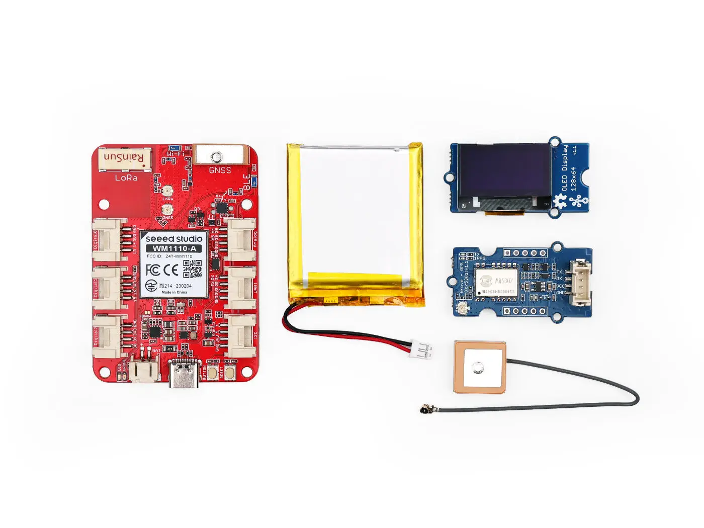 

Meshtastic Wio Tracker 1110 Development Board Kit,Grove Air530 GPS Module,0.96" OLED Display Screen,nRF52840 BLE, LR1110 LoRa