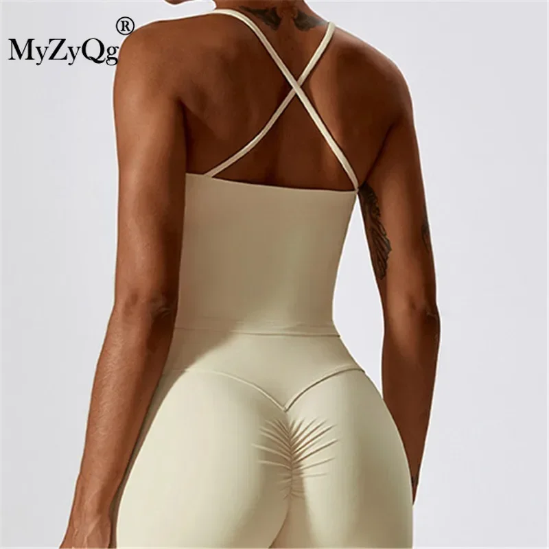 MyZyQg Women High Strength Back Cross Yoga Vest Shock-proof Tight Sports Underwear Pilates Running Fitness Cute Tank Tops