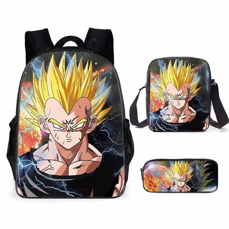 New Cartoon Dragon Ball Backpack Student Bag Satchel Shoulder Bag Pen Bag Three-Piece Back-To-School Gift For Children Surprise