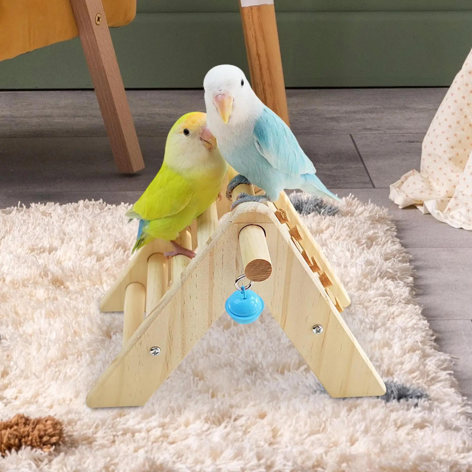 

Wood Parrot Stand with Ladder Perch for Macaw Budgies Versatile Handmade