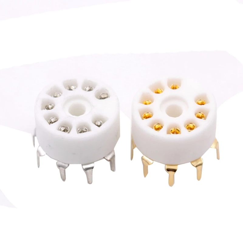 10PCS Ceramic Tube Sockets For 12AX7 12AT7 12AU7 6DJ8 ECC82 5670 6922 Hifi Audio Vintage AMP Gold