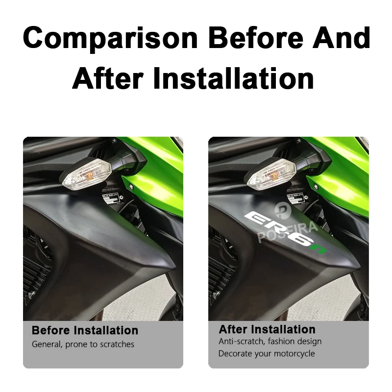 POSFIRA Motorcycle Stickers Waterproof Decals for Kawasaki ER 6N ER6N 2006 2007 2008 2009 2012 2005-2017 Sticker Accessories