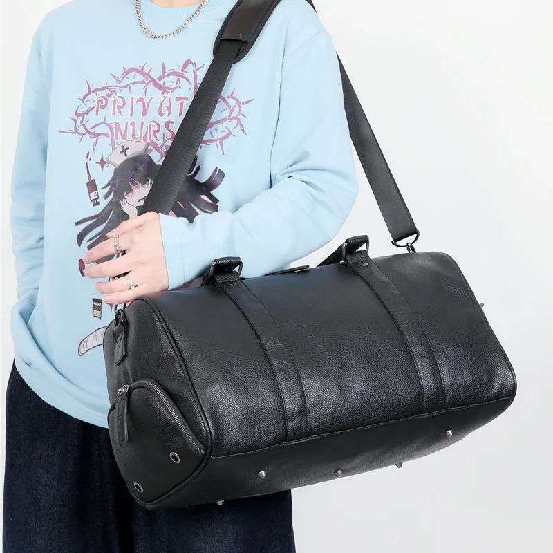 2026 جديد وصول بولي Leather حقائب السفر الجلدية الرجال سعة كبيرة المحمولة الذكور حقائب كتف حقائب اليد الرجالية خمر حقيبة سفر واق من المطر #1