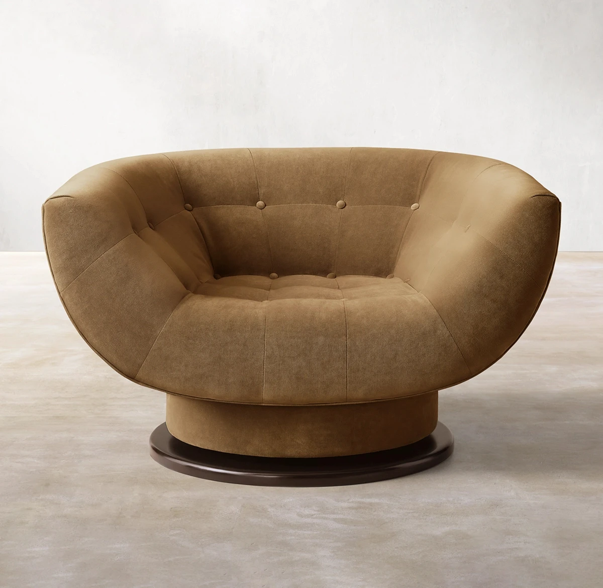 Modern Home Living Room Furniture Design Sense Fabric Sofa Advanced Brown Round Fabric Swivel Accent Sofa Barrel Chair